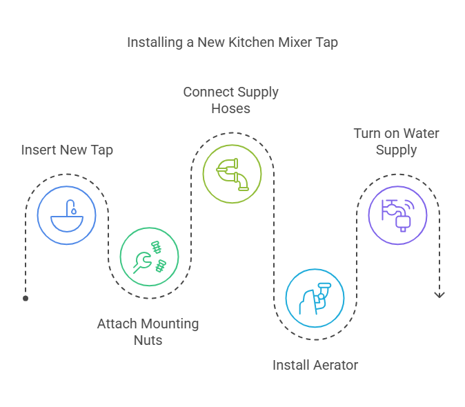 Installing new kitchen mixer tap